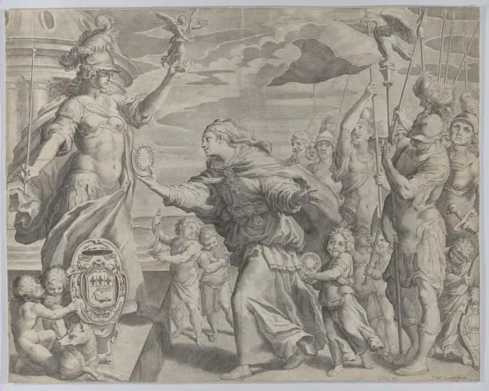 Framed Print : Allegory relating to the Pamphili family, ca. 1610-62. Creator: Johann Friedrich Greuter Framed Print : Allegory relating to the Pamphili family, ca. 1610-62. Creator: Johann Friedrich Greuter