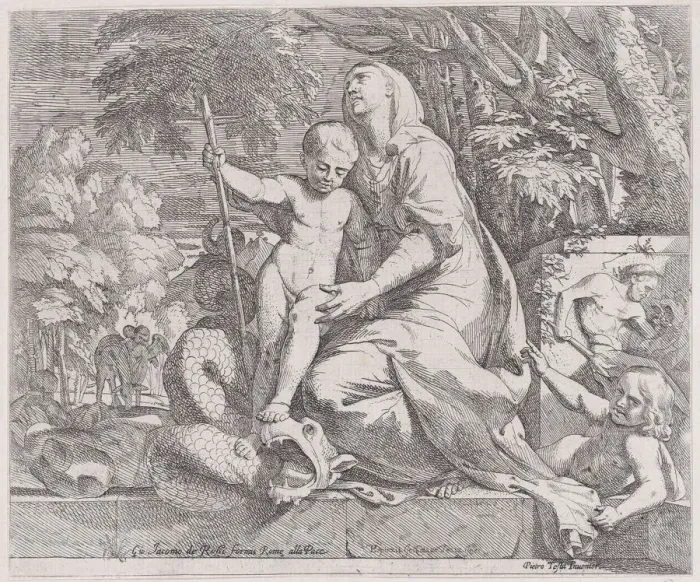 Framed Print : An allegory of the rest on the flight into egypt, 1650-55. Creator: Giovanni Cesare Testa Framed Print : An allegory of the rest on the flight into egypt, 1650-55. Creator: Giovanni Cesare Testa