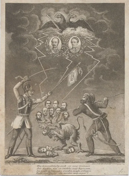 Framed Print : Allegory of the suppression of the Hungarian Revolution in 1849, 1849 Framed Print : Allegory of the suppression of the Hungarian Revolution in 1849, 1849