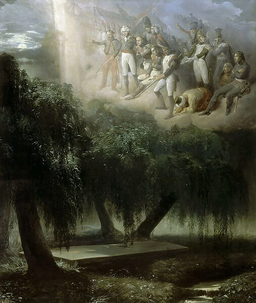 Allegory at the Tomb on Saint Helena: Napoleon's Army Mourning His Death, 1837. Creator: Alaux, Jean (1786-1864)