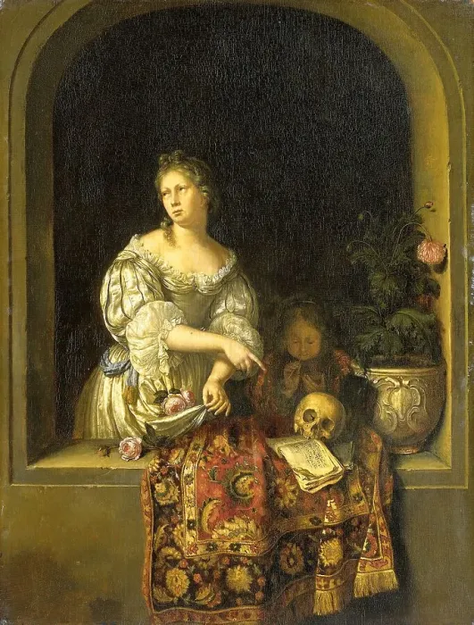 Framed Print : Allegory of Transience, 1670-1681. Creator: Willem van Mieris Framed Print : Allegory of Transience, 1670-1681. Creator: Willem van Mieris