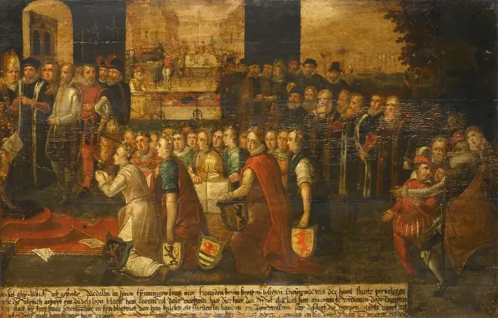 Framed Print : Allegory of the Tyranny of the Duke of Alba in the Netherlands, c.1622-c.1630. Creator: Anon Framed Print : Allegory of the Tyranny of the Duke of Alba in the Netherlands, c.1622-c.1630. Creator: Anon