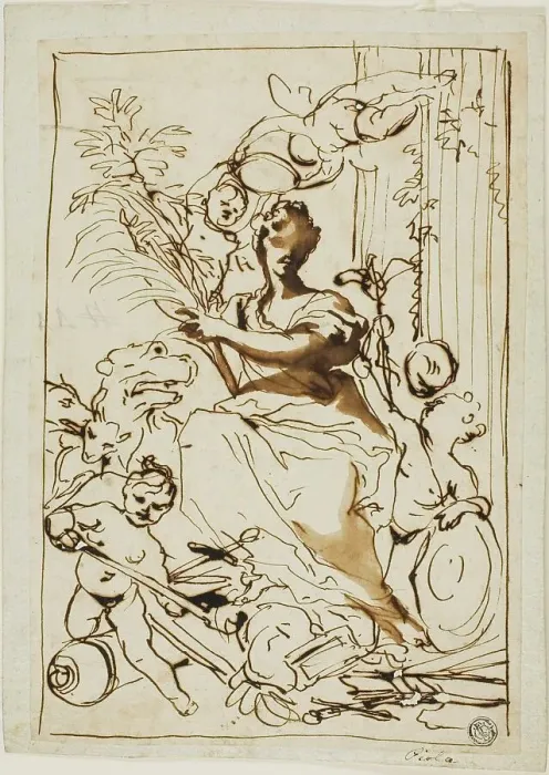 Framed Print : Allegory of Victory, n.d. Creator: Domenico Piola I Framed Print : Allegory of Victory, n.d. Creator: Domenico Piola I