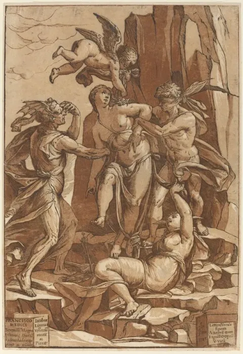 Framed Print : Allegory of Virtue, 1585. Creator: Andrea Andreani Framed Print : Allegory of Virtue, 1585. Creator: Andrea Andreani