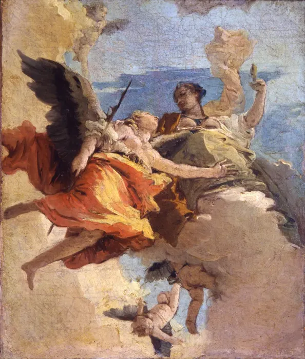 Framed Print : Allegory of Virtue and Nobility. Artist: Tiepolo, Giambattista (1696-1770) Framed Print : Allegory of Virtue and Nobility. Artist: Tiepolo, Giambattista (1696-1770)