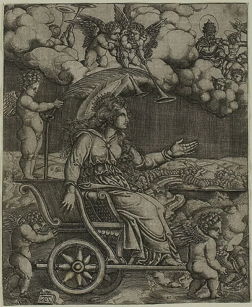 Allegory with a Woman in Roman Dress on a Triumphal Chariot, after 1520. Creator: Allaert Claesz
