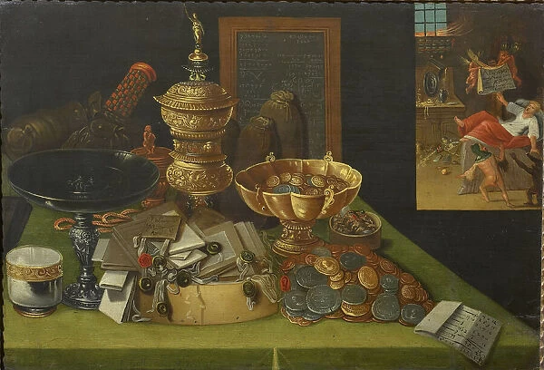 Allegory of Worldly Riches with the Scene of the Death of the Rich Man, ca. 1600