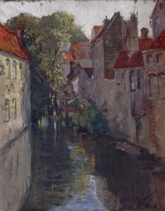 Framed Print : A Back Alley in Bruges, about 1902. Creator: Francis Petrus Paulus Framed Print : A Back Alley in Bruges, about 1902. Creator: Francis Petrus Paulus