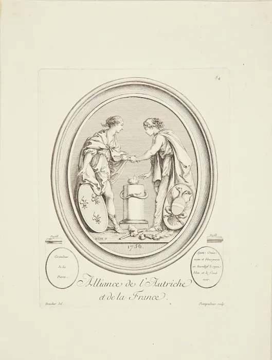 Framed Print : Alliance between Austria and France, 1756. Creator: Boucher, Francois (1703-1770)