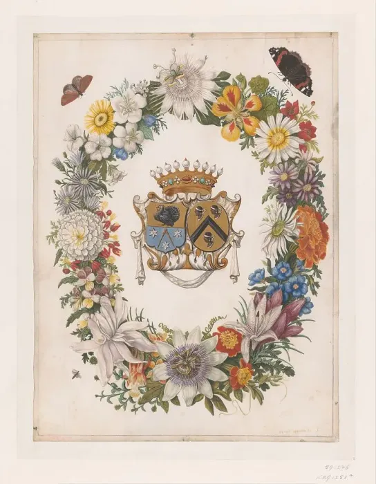 Framed Print : Alliance Coat of Arms of Cornelis Calkoen and Maria van der Merct, 1694. Creator: Maria Moninckx Framed Print : Alliance Coat of Arms of Cornelis Calkoen and Maria van der Merct, 1694. Creator: Maria Moninckx