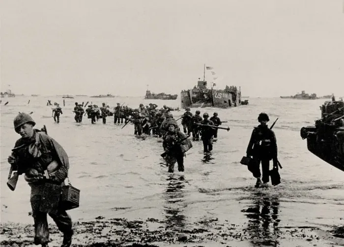 Framed Print : The Allied landing in Normandy on 6 June 1944, 1944. Creator: Anonymous Framed Print : The Allied landing in Normandy on 6 June 1944, 1944. Creator: Anonymous