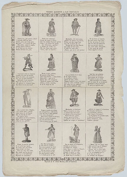 Allusive verses for masquerades, ca. 1860-70. Creator: Julian Mariana