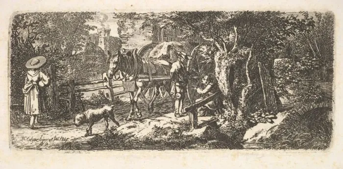 Framed Print : Alms given by a cart driver, 1814. Creator: Johann Christian Erhard Framed Print : Alms given by a cart driver, 1814. Creator: Johann Christian Erhard