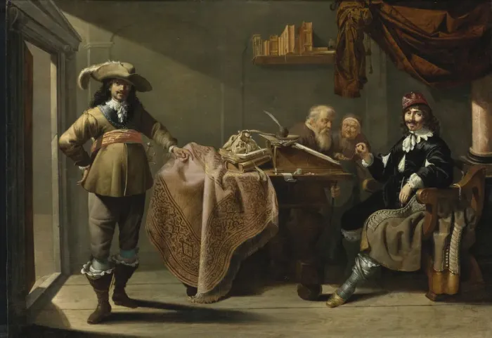 Framed Print : Almsgiving in a Notarys Office. Artist: Duck, Jacob (1600 / 10-1667) Framed Print : Almsgiving in a Notarys Office. Artist: Duck, Jacob (1600 / 10-1667)