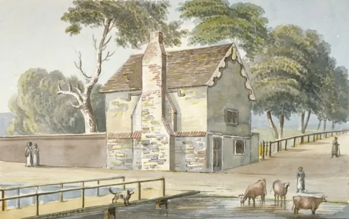 Framed Print : An almshouse in Carshalton, Surrey, 1826. Artist: G Yates Framed Print : An almshouse in Carshalton, Surrey, 1826. Artist: G Yates