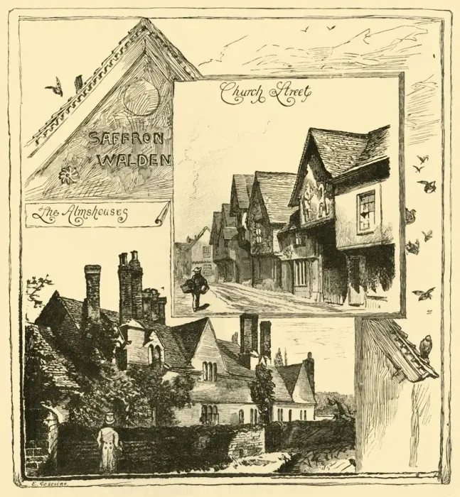 Framed Print : The Almshouses, Audley End; and Church Street, Saffron Walden, 1898. Creator: Unknown Framed Print : The Almshouses, Audley End; and Church Street, Saffron Walden, 1898. Creator: Unknown