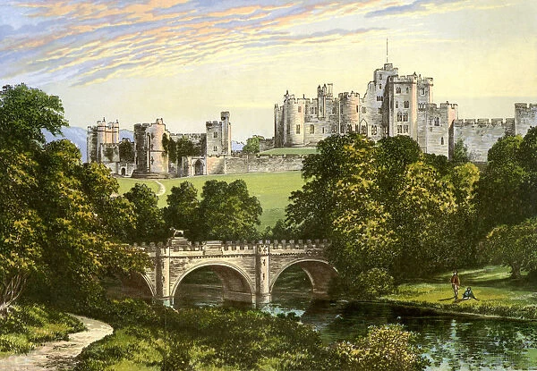 Alnwick Castle, Northumberland, home of the Duke of Northumberland, c1880