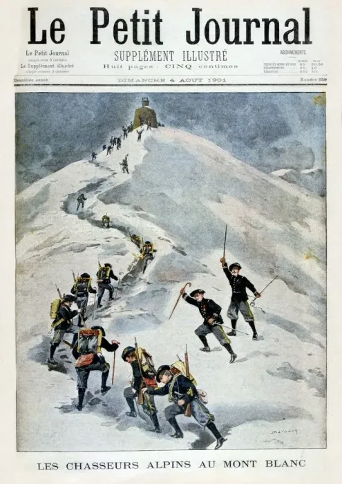 Framed Print : Alpine hunters on Mont Blanc, 1901 Framed Print : Alpine hunters on Mont Blanc, 1901