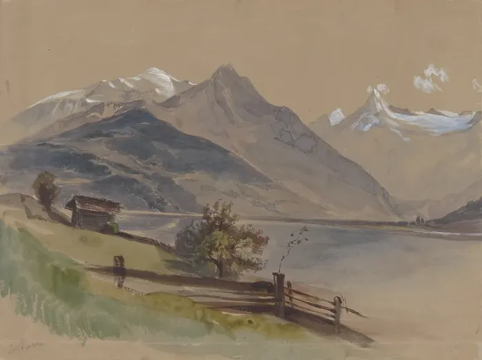 Framed Print : Alpine landscape with a lake, around 1846-1850. Creator: Friedrich Carl von Scheidlin Framed Print : Alpine landscape with a lake, around 1846-1850. Creator: Friedrich Carl von Scheidlin