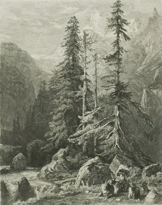 Framed Print : Alpine Landscape, n. d. Creator: Alexandre Calame Framed Print : Alpine Landscape, n. d. Creator: Alexandre Calame