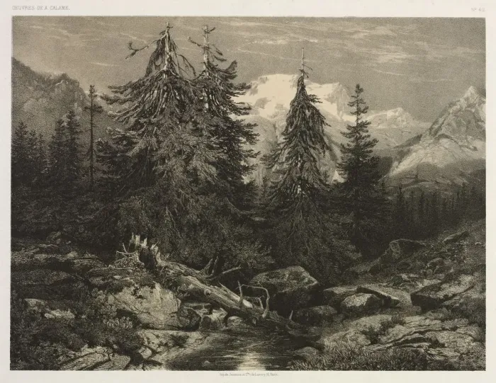 Framed Print : Alpine Stream. Creator: Alexandre Calame (Swiss, 1810-1864) Framed Print : Alpine Stream. Creator: Alexandre Calame (Swiss, 1810-1864)