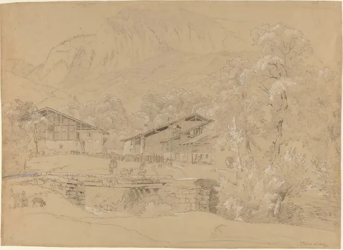 Framed Print : An Alpine Village in Summertime. Creator: Jean-Antoine Linck Framed Print : An Alpine Village in Summertime. Creator: Jean-Antoine Linck