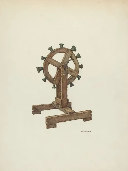 Framed Print : Altar Chimes on Wheel, c. 1941. Creator: William Kieckhofel Framed Print : Altar Chimes on Wheel, c. 1941. Creator: William Kieckhofel