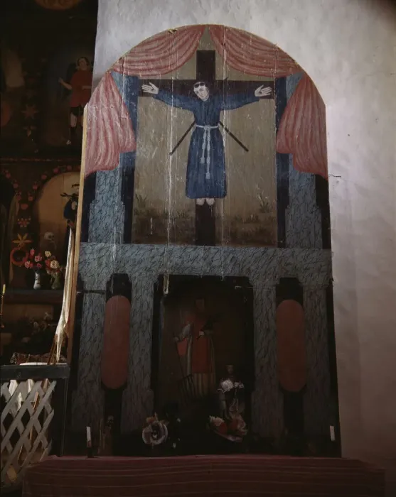 Framed Print : Side altar in the church dedicated to San Lorenzo and San Felipe de Jesus, Trampas, New Mexico, 1943 Creator: John Collier Framed Print : Side altar in the church dedicated to San Lorenzo and San Felipe de Jesus, Trampas, New Mexico, 1943 Creator: John Collier