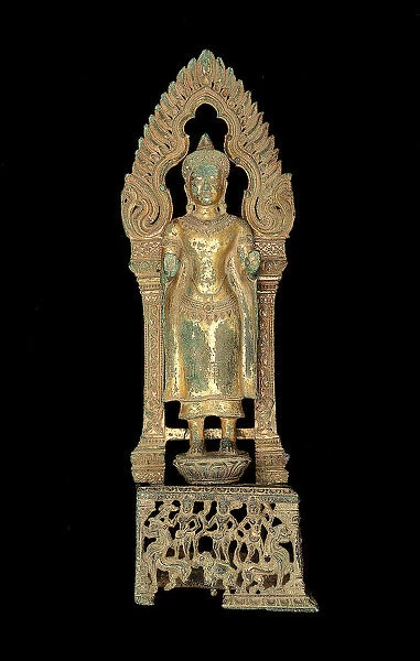Altarpiece with Adorned Buddha, Angkor period, 13th century. Creator: Unknown