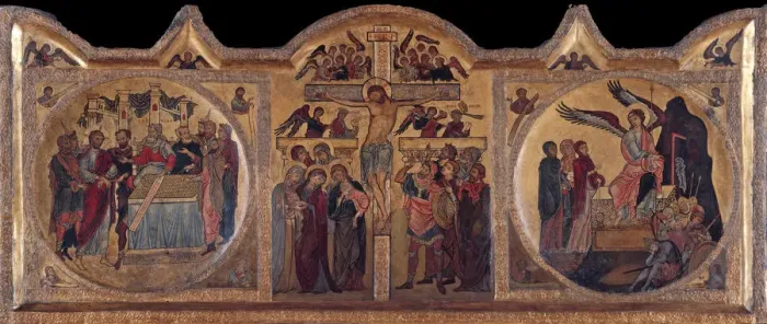 Framed Print : Altarpiece with crucifixion from Soest, ca 1240. Artist: Anonymous Framed Print : Altarpiece with crucifixion from Soest, ca 1240. Artist: Anonymous