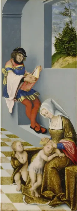 Framed Print : Altarpiece of the Holy Kinship. Right panel Framed Print : Altarpiece of the Holy Kinship. Right panel