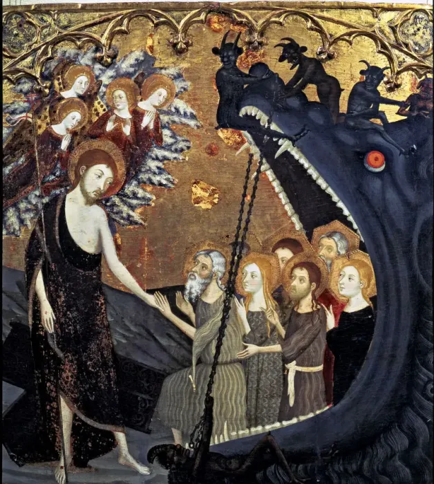 Framed Print : Altarpiece of the Holy Sepulchre. Table of the Descent into Limbo. Tempera on wood Framed Print : Altarpiece of the Holy Sepulchre. Table of the Descent into Limbo. Tempera on wood