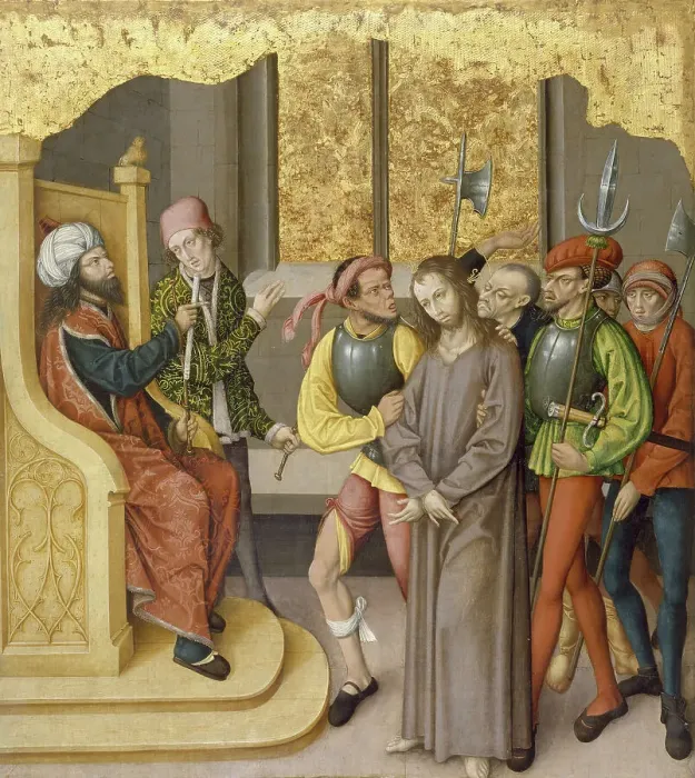 Framed Print : Altarpiece with the Passion of Christ: Christ before High Priest, c1480-1495. Creator: Unknown Framed Print : Altarpiece with the Passion of Christ: Christ before High Priest, c1480-1495. Creator: Unknown