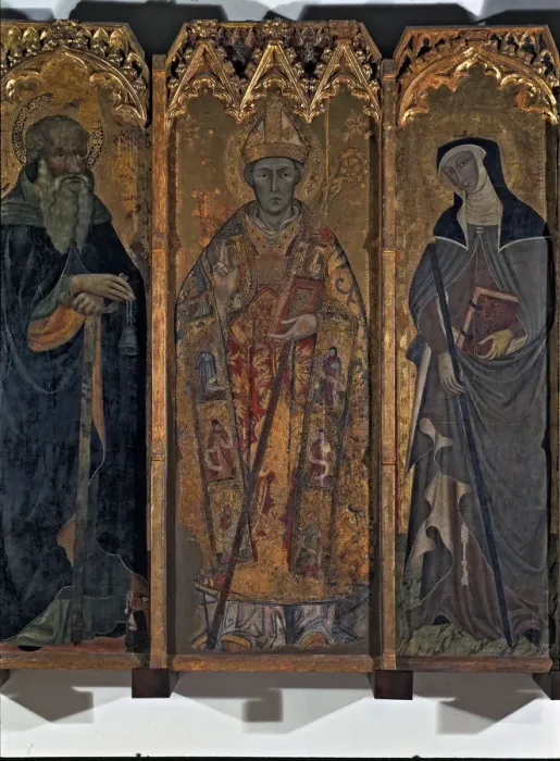 Framed Print : Altarpiece of Saint Nicholas, Saint Claire and Saint Anthony