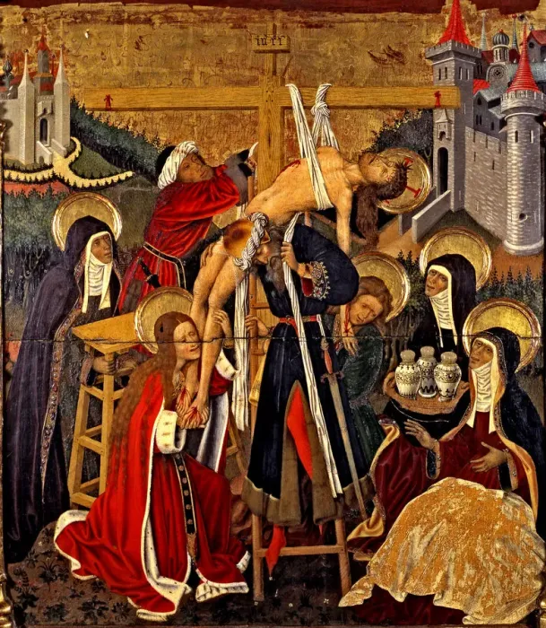 Framed Print : Altarpiece of the Transfiguration. Table of the Descent from the Cross in the predella Framed Print : Altarpiece of the Transfiguration. Table of the Descent from the Cross in the predella