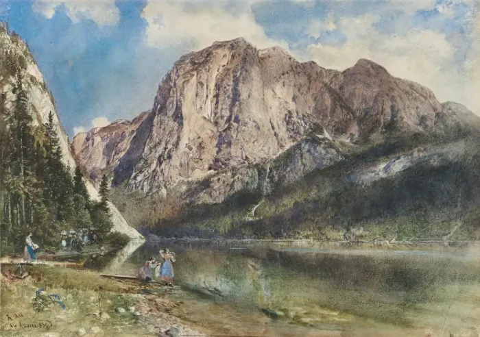 Framed Print : Altaussee Lake and Face of Mount Trissel, 1859. Artist: Alt, Rudolf von (1812-1905) Framed Print : Altaussee Lake and Face of Mount Trissel, 1859. Artist: Alt, Rudolf von (1812-1905)