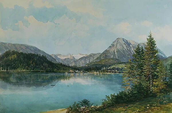 The Altausseersee with the Dachstein, around 1840. Creator: Thomas Ender