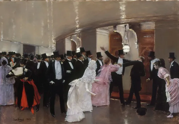 Framed Print : Altercation in the corridors of the opera, 1889. Creator: Jean Beraud Framed Print : Altercation in the corridors of the opera, 1889. Creator: Jean Beraud