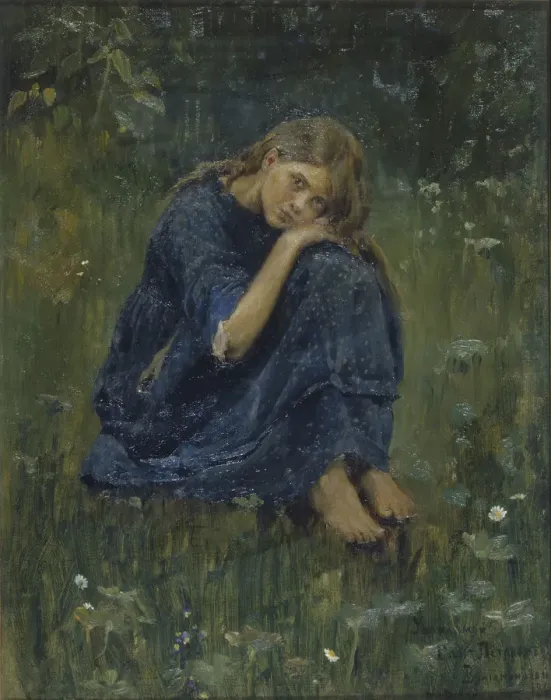 Framed Print : Alyonushka (Study), 1881. Artist: Vasnetsov, Viktor Mikhaylovich (1848-1926) Framed Print : Alyonushka (Study), 1881. Artist: Vasnetsov, Viktor Mikhaylovich (1848-1926)