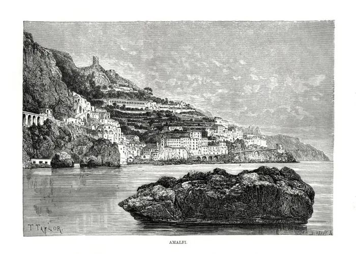 Framed Print : Amalfi, Italy, 1879. Artist: Charles Barbant Framed Print : Amalfi, Italy, 1879. Artist: Charles Barbant