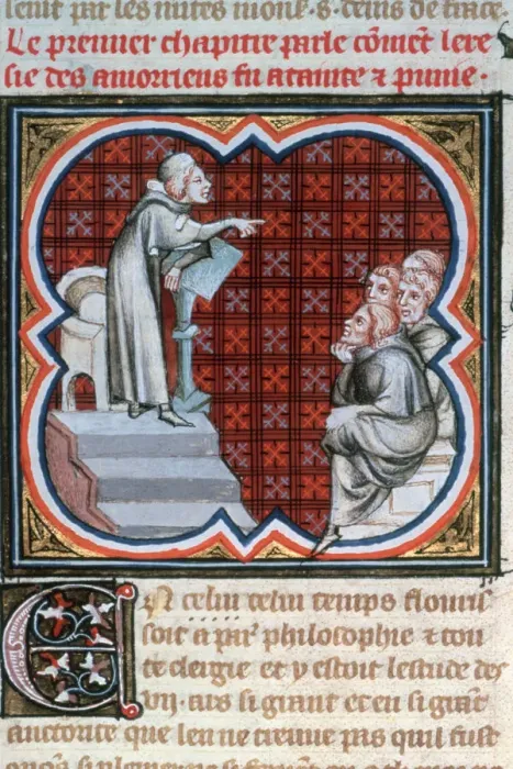 Framed Print : Amalric of Bena teaching, c1200, (1375-1379) Framed Print : Amalric of Bena teaching, c1200, (1375-1379)