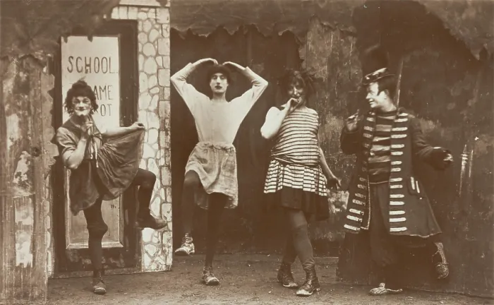 Framed Print : Amateur actors, some in drag, performing in the troupe 'The Goods', 1918. Creator: Unknown Framed Print : Amateur actors, some in drag, performing in the troupe 'The Goods', 1918. Creator: Unknown