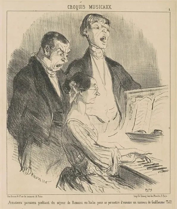 Framed Print : Amateurs parisiens profitant du séjour de Rossini en Italie... 19th century. Creator: Honore Daumier Framed Print : Amateurs parisiens profitant du séjour de Rossini en Italie... 19th century. Creator: Honore Daumier