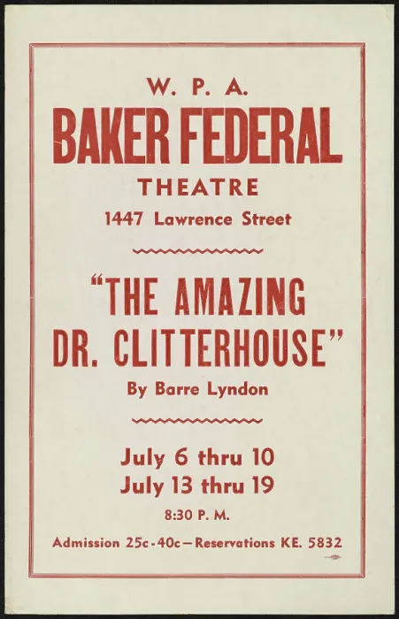 Framed Print : The Amazing Dr. Clitterhouse, Denver, 1938. Creator: Unknown Framed Print : The Amazing Dr. Clitterhouse, Denver, 1938. Creator: Unknown