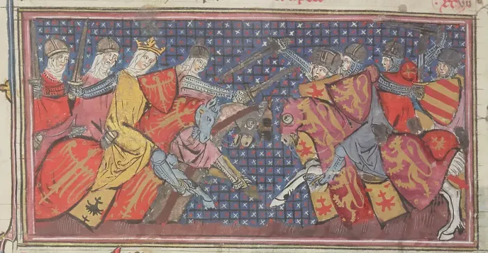 Framed Print : Amazons in battle. From Speculum historiale by Vincent de Beauvais, 1334. Creator: Maître de Fauvel (active 1314-1340) Framed Print : Amazons in battle. From Speculum historiale by Vincent de Beauvais, 1334. Creator: Maître de Fauvel (active 1314-1340)