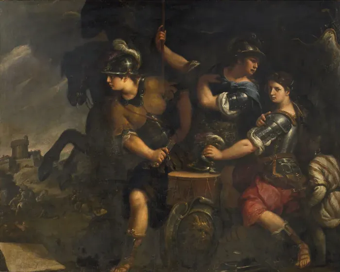 Framed Print : Amazzoni che si preparano alla battaglia (Amazons preparing for battle), c1675-1680. Creator: Nuvolone, Giuseppe (1619-1703)