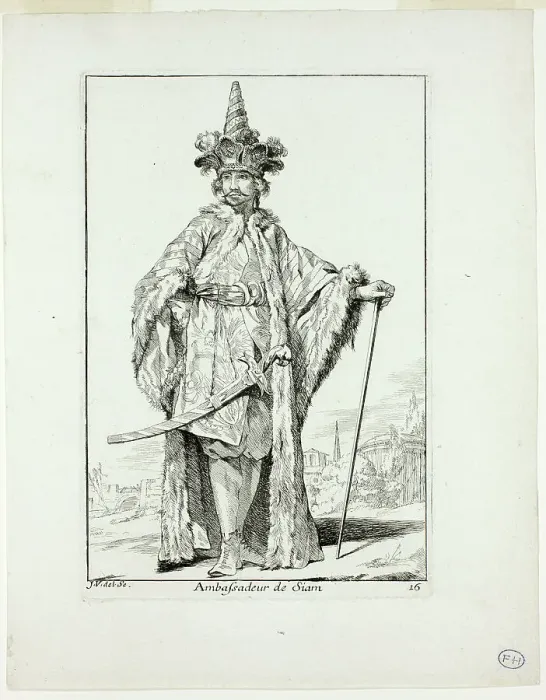 Framed Print : Ambassadeur du Siam, plate sixteen from Caravanne du Sultan à la Mecque, 1748. Creator: Joseph-Marie Vien the Elder Framed Print : Ambassadeur du Siam, plate sixteen from Caravanne du Sultan à la Mecque, 1748. Creator: Joseph-Marie Vien the Elder