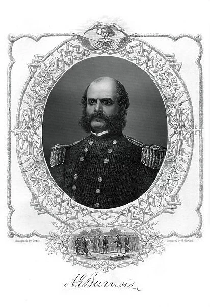 Ambrose Burnside, Union Army general in the American Civil War, 1862-1867. Artist: G Stodart