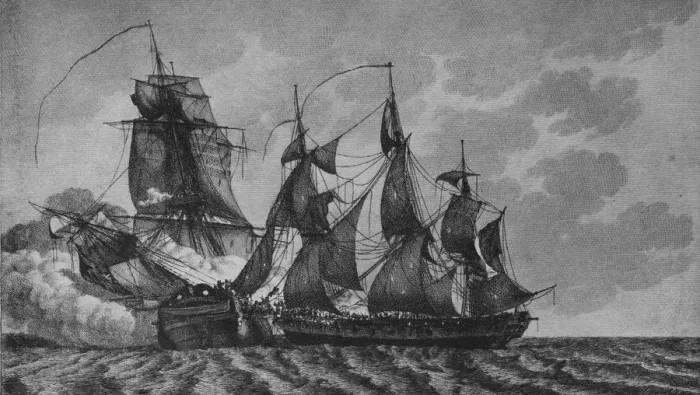 Framed Print : The Ambuscade and the Bayonnaise, c1799. Artist: Pierre Ozanne Framed Print : The Ambuscade and the Bayonnaise, c1799. Artist: Pierre Ozanne