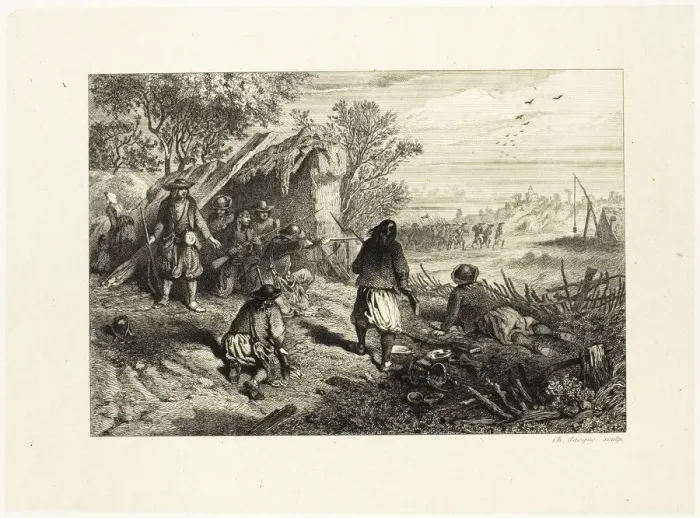 Framed Print : An Ambush, n. d. Creator: Charles Emile Jacque Framed Print : An Ambush, n. d. Creator: Charles Emile Jacque